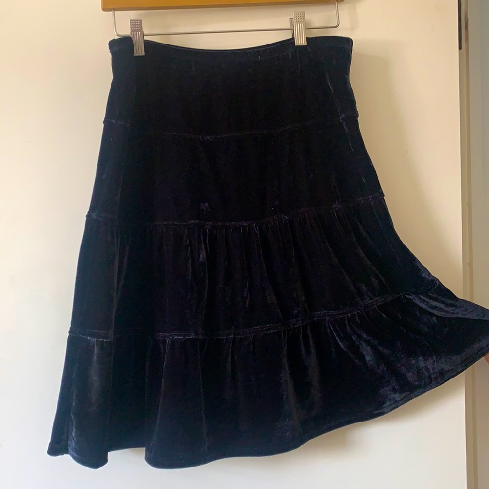 Black blue velvet fabric, size medium